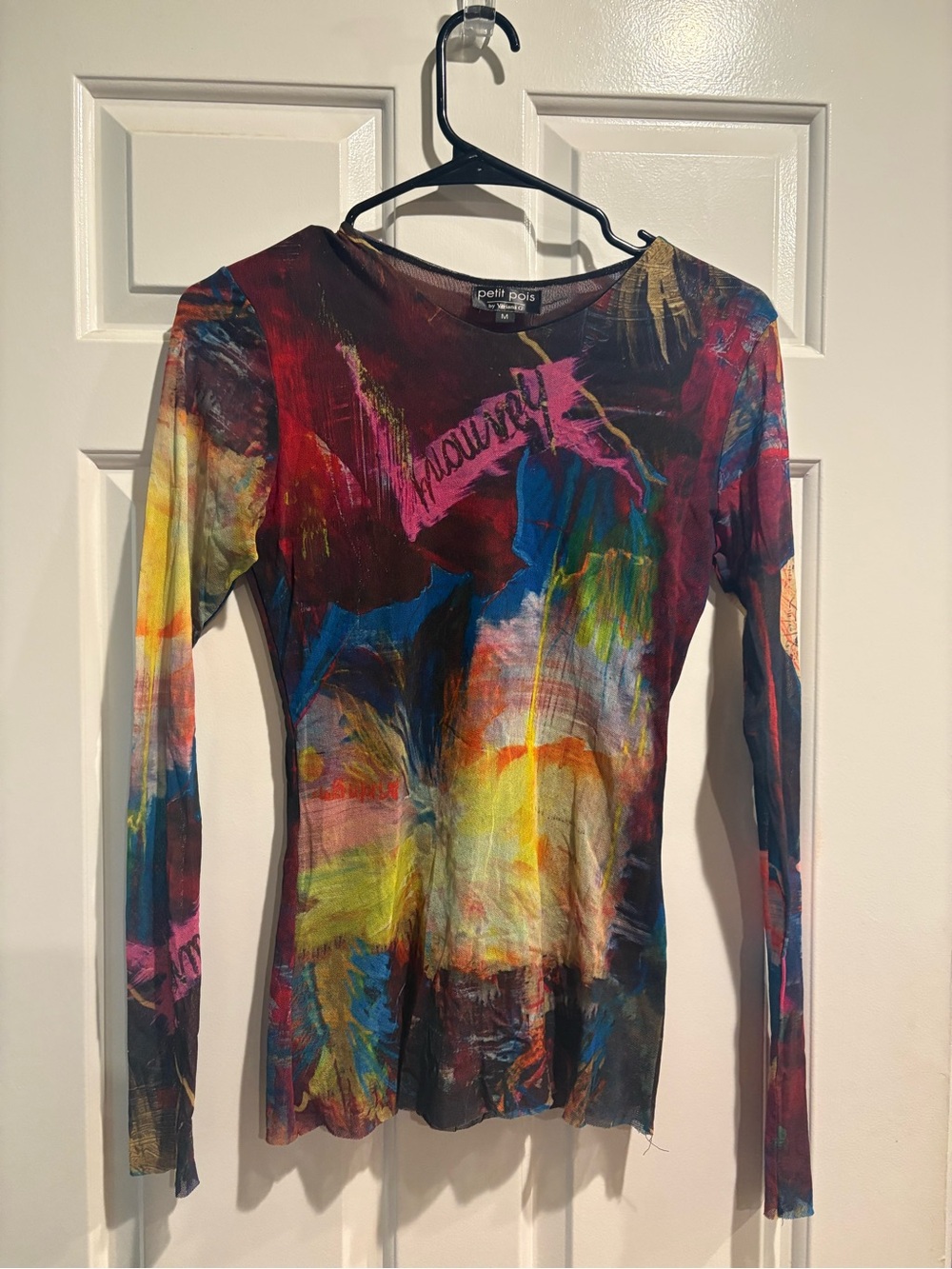Petit Pois by Viviana G multicolor mesh top sz M Y2K whimsigoth art to wear